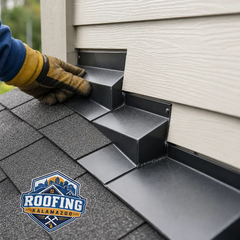 Properly lapped step flashing at a shingle roof-to-wall intersection